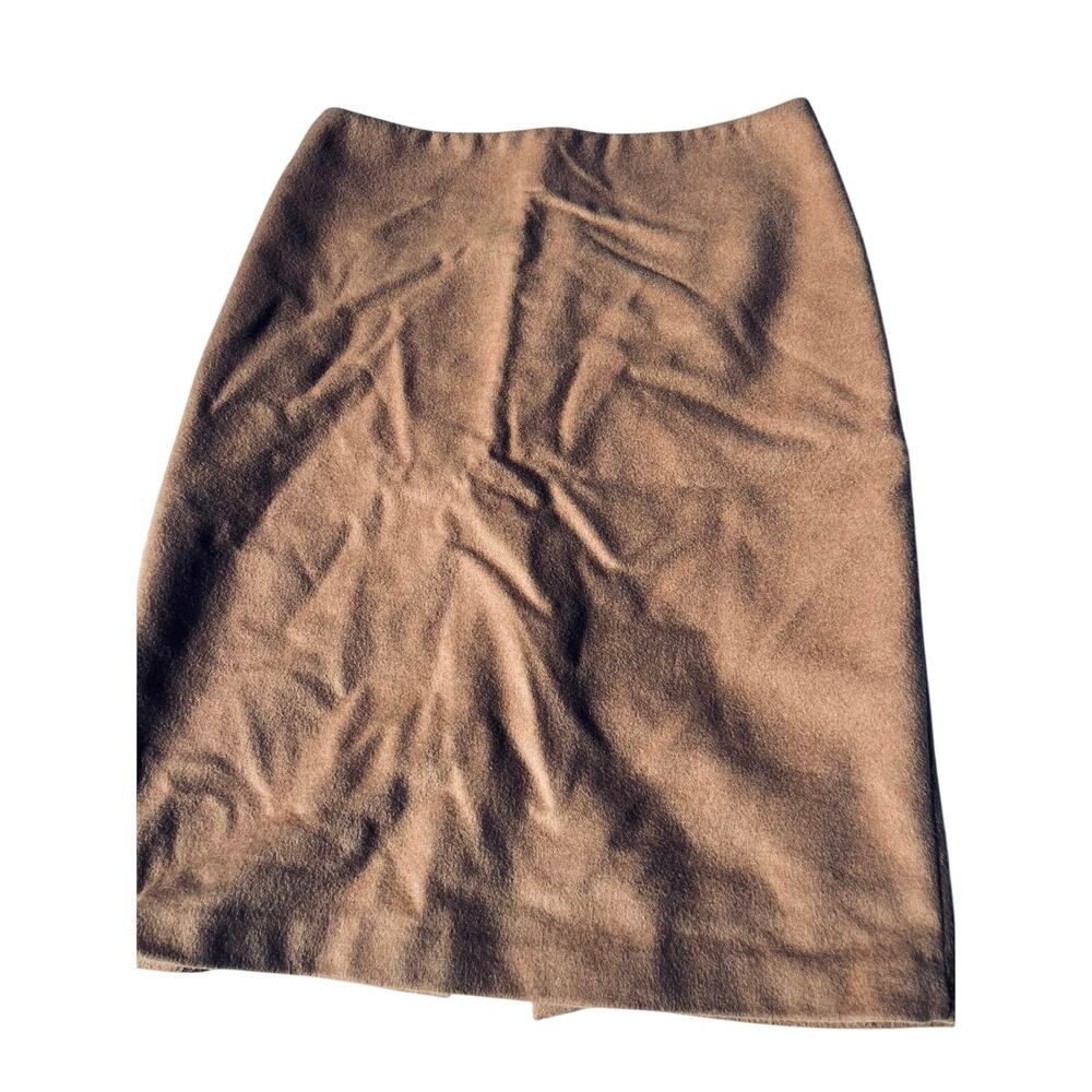 Lord & Taylor Wool Camel Skirt Classic Midi Quiet Luxury OldMoney Minimal Size 8